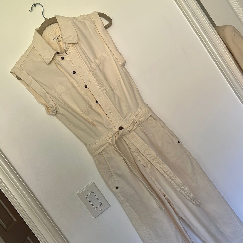 rag & bone Cream Sleeveless Utility Jumpsuit